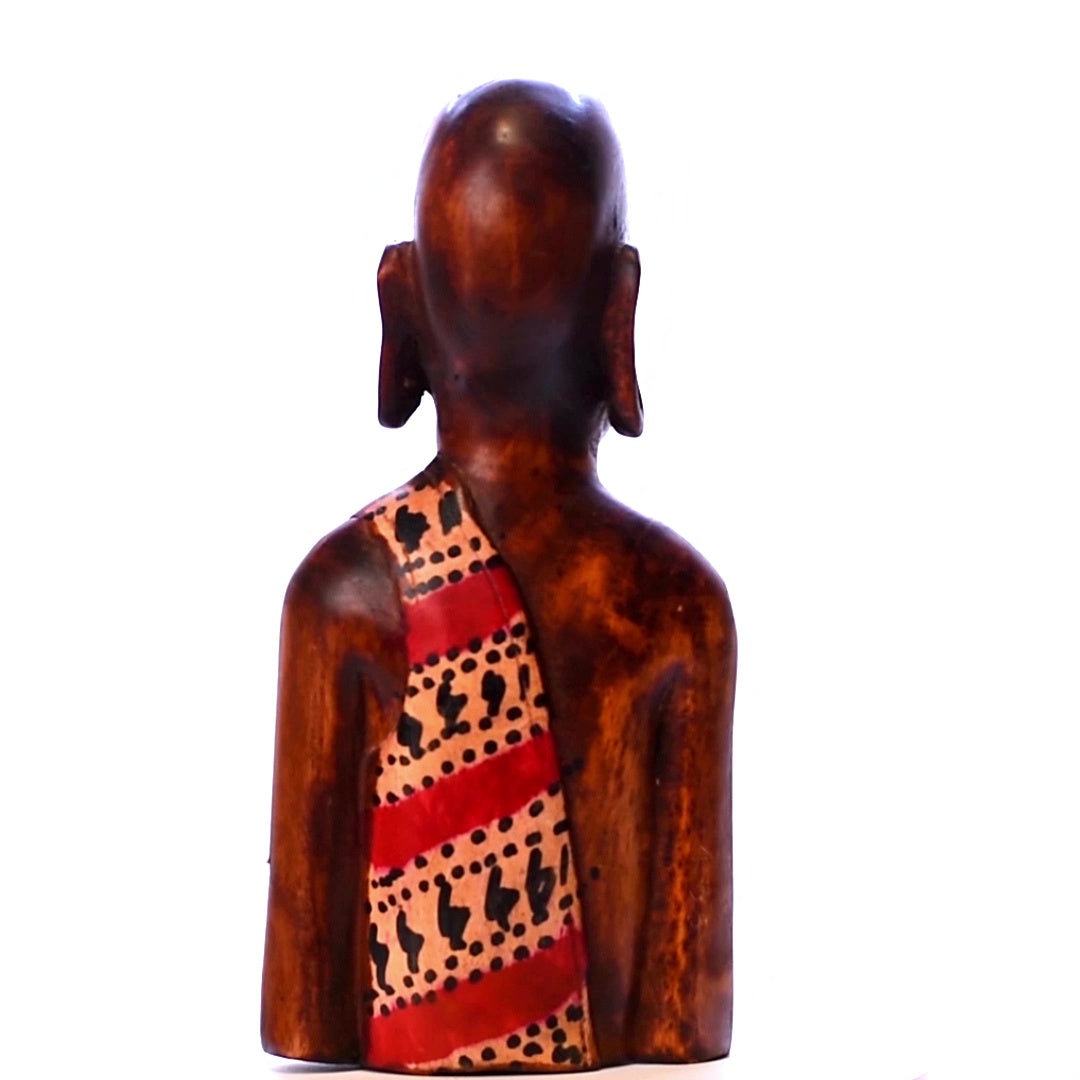 Handmade Carved Traditional African Woman with Ear Piercings