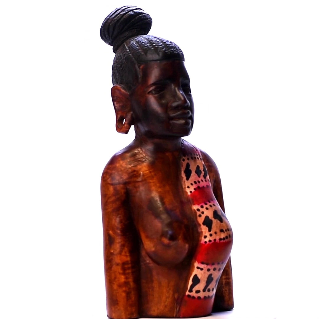 Handmade Carved Traditional African Woman Authentic Sculpture 3