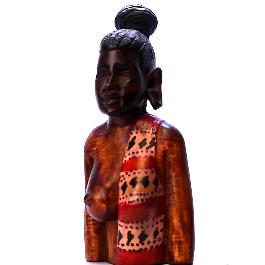Handmade Carved Traditional African Woman Authentic Sculpture 4