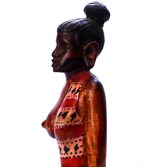 Handmade Carved Traditional African Woman Authentic Sculpture