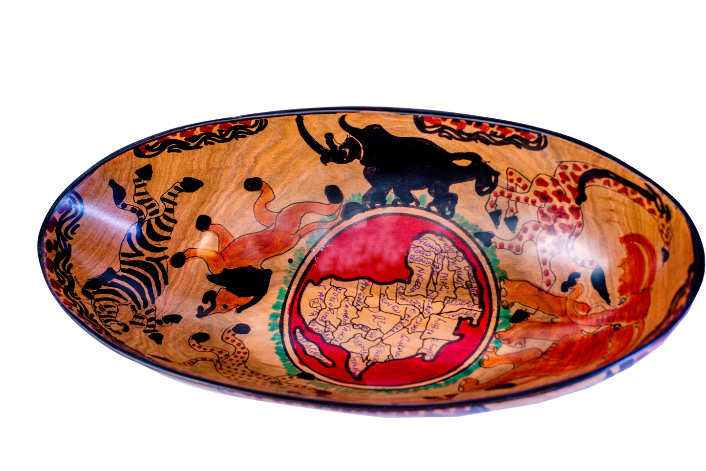 Oval Bowl With African Map Pattern 3